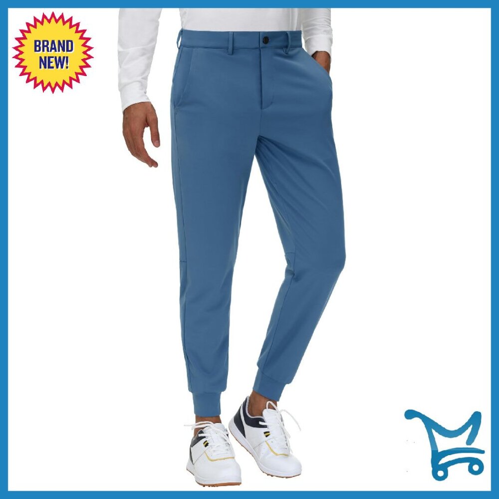 Men's Stretch Golf Joggers Slim Fit Tapered Pants With Belt Loops